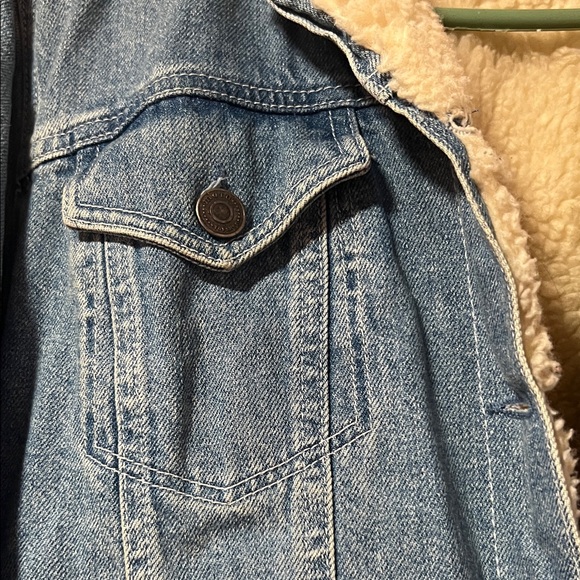 Topshop Cream Sherpa Lined Denim Jacket - Picture 3 of 12
